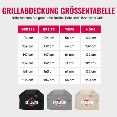 Чохол для газового гриля Grillman, водонепроникний, пилозахисний, чорний, 147x61x122 см
