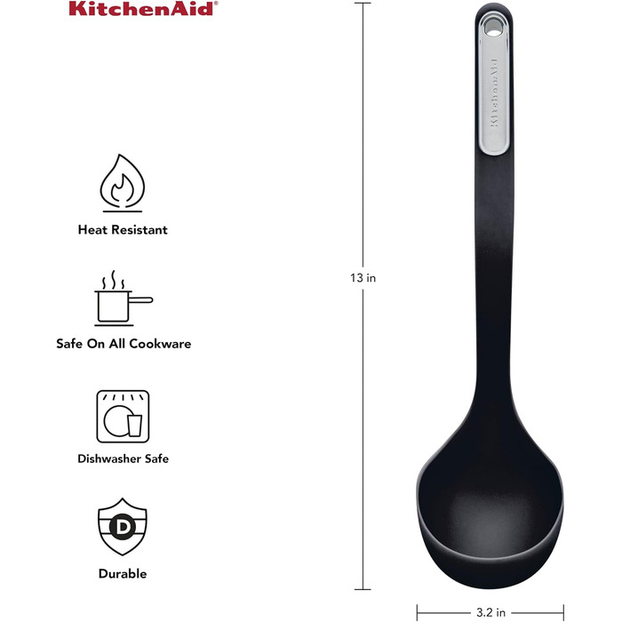 Кухонна ложка KitchenAid KL006OHOBA, силіконова, чорна
