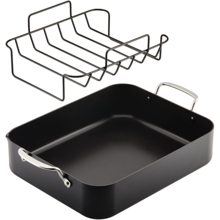 Пательня-гриль KitchenAid з виливом, 29 см, антипригарна, чорна - ідеальна для смаження м'яса та овочів