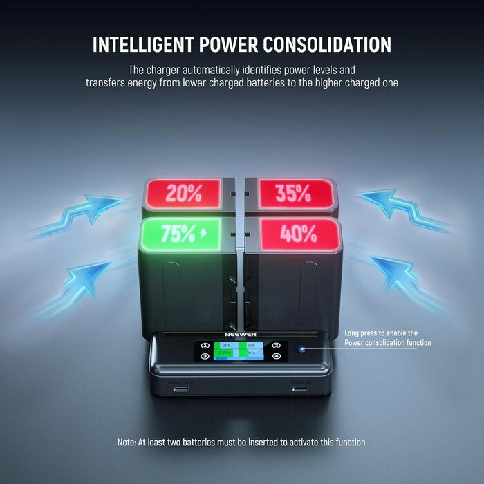 Зарядний пристрій NEEWER Micro USB для акумуляторів Sony NP-F550/F750/F960/F970, NP-FM50/FM70/FM90, QM71D, 91D, NP-F500H/F55H (NW-F4R)