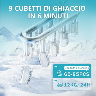 Машина для приготування льоду EUHOMY, 12 кг/24 год, нержавіюча сталь, самоочищення, 45 дБ