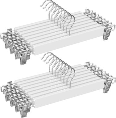 Набір вішалок для штанів SONGMICS, 16 шт., дерев'яні, з регульованими кліпсами, антиковзні, для штанів, шортів та спідниць