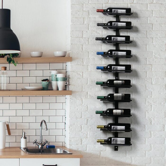 Yaheetech Wine Rack Bottle Holder Wine Shelf Storage Shelf for Wall Metal 10 Bottles, Black