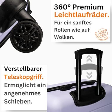 Чемодан NOWI Bergamo: водостійкий, 8 коліс, 360°, телескопічна ручка, повне оздоблення всередині (L, фіолетовий)