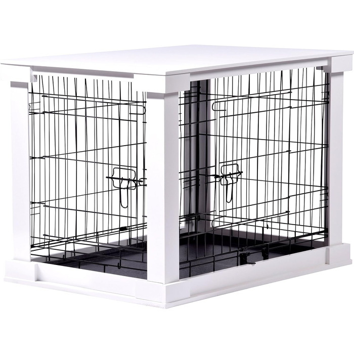 Будка для собак Dobar® Design з дерева, розмір M - будок з поверхнею столу - внутрішня собача будка - собача будка з масиву - журнальний столик - 83 x 55 x 59 см - білий