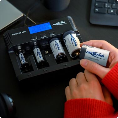 Зарядний пристрій ANSMANN Powerline 5 Pro для акумуляторів NiMH/NiCd з LCD-дисплеєм та мікропроцесорною технологією, багаторазовий захист