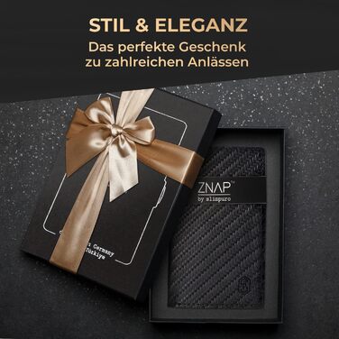ZNAP® Slim Wallet: Тонкий картхолдер для чоловіків з RFID захистом, карбон, 12 карт