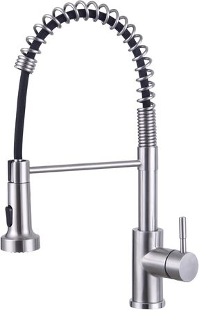 Чорний кухонний змішувач з висувною лійкою, високий поворотний вигин, 2 режими розпилення, нержавіюча сталь, шорстка поверхня