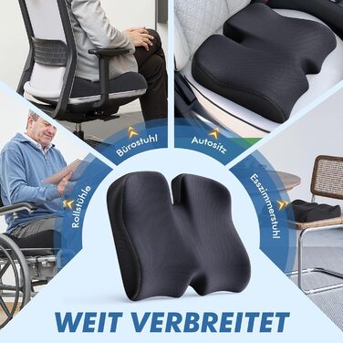 Подушка ортопедична з піни Memory Foam Benazcap для сидіння: зняття тиску, для авто, офісу, геймінгу, дому. Знімний чохол (45x41x8 см)