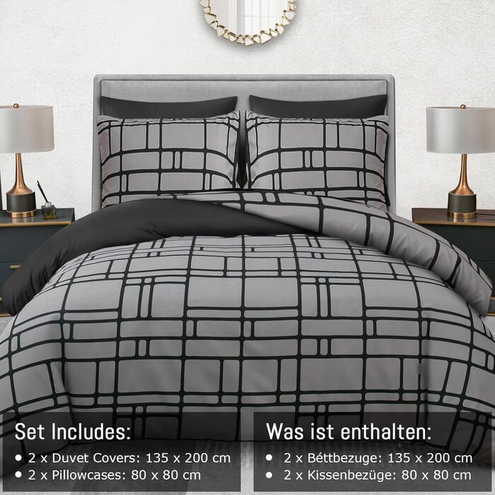 Комплект постільної білизни Pamposh 135x200 (4 шт.) - сірий, мікрофібра, з блискавкою