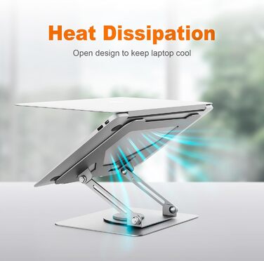 Підставка для ноутбука GRIFEMA GB1050: регульована висота, поворотна основа 360°, ергономічна та вентильована – сумісна з MacBook, Dell та ноутбуками 11-17 дюймів (срібна)