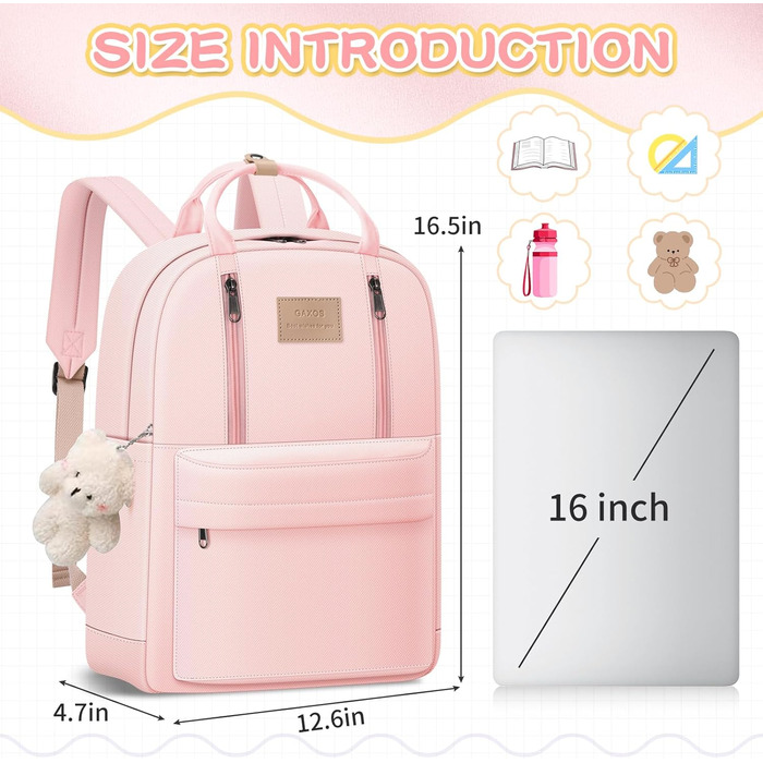 GAXOS Сумка-рюкзак для школи: стильний рюкзак-сумка для жінок та дівчат, білий, у корейському стилі