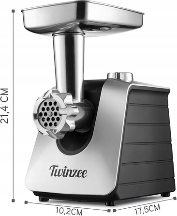 Електрична м'ясорубка Twinzee 0001, сріблястий/сірий, 1500 Вт