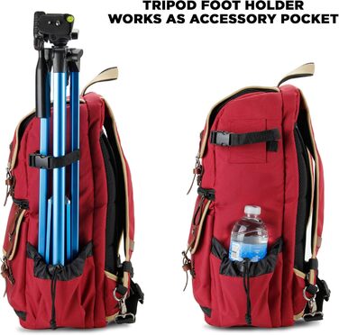 GOgroove Рюкзак для камери: DSLR рюкзак для подорожей, з відділенням для ноутбука та штатива, вологостійкий, червоний