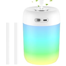 Ультразвуковий зволожувач повітря Mini для спальні з нічним світлом, 2 режими, тиха робота, автовимкнення, для дитячої, офісу, рослин (білий)