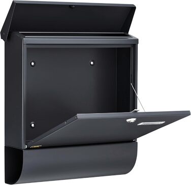 Поштова скринька Burg Wächter Vario ANT з газетницею та табличкою для імені, оцинкована сталь, формат DIN C4, антрацит (RAL 7016), комплект з 2 ключами