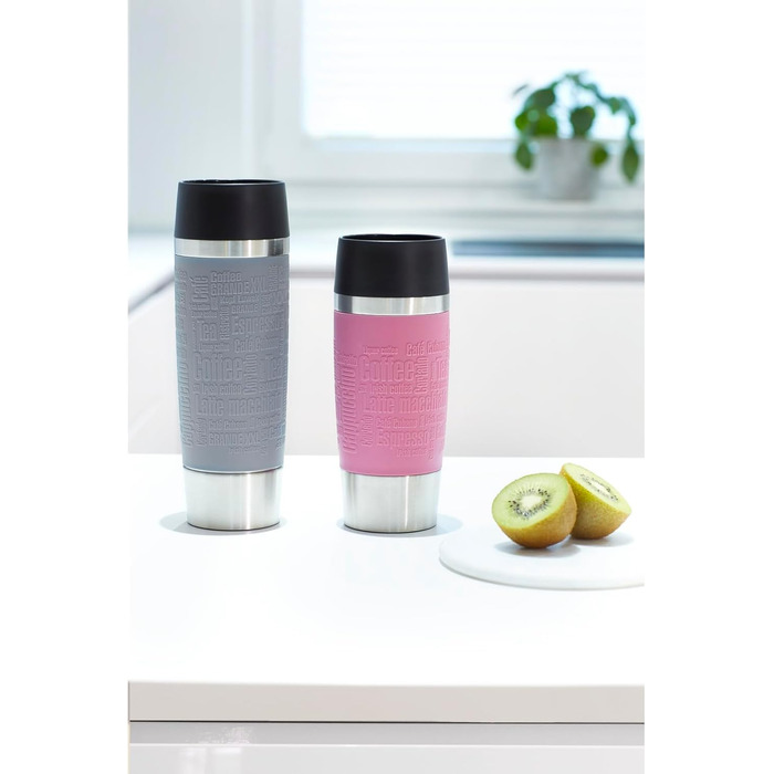Термокружка Emsa Travel Mug Classic, 360 мл, рожевий колір, з термоізоляцією, Quick-Press, 360° відкриття, для напоїв на виніс