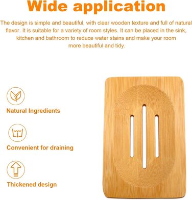 Набір з 3 дерев'яних підставок для мила 0XBIT з піддоном та антиковзною підкладкою для ванної та кухні