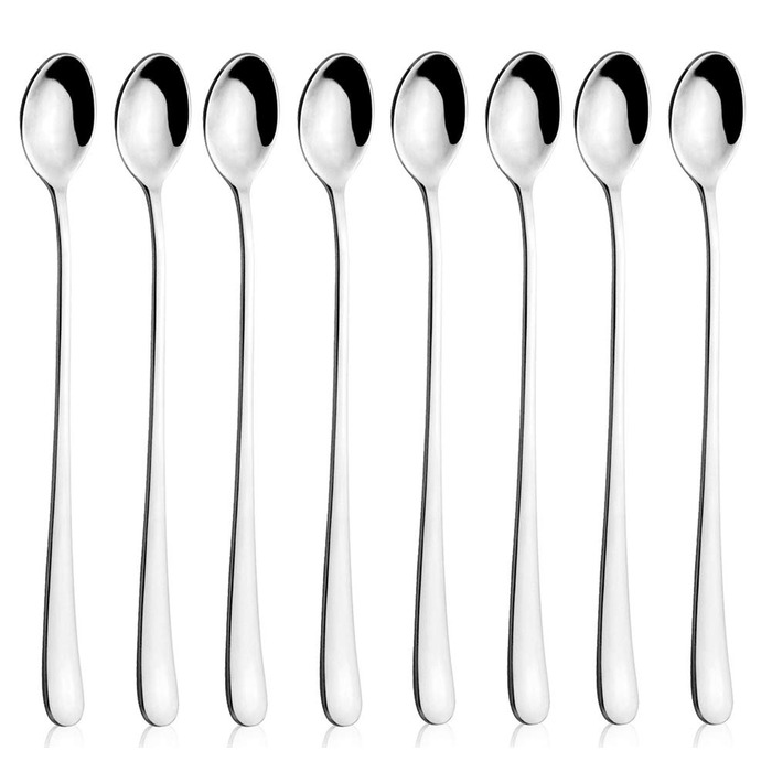 Набір ложок для лате AOOSY, 8 шт., 22.7 см, нержавіюча сталь, з довгими ручками, для кави, коктейлів, десертів та морозива