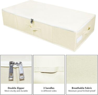 Складана коробка для зберігання під ліжком, 90x42x18 см, з ручками та блискавкою, чорно-сіра, органайзер для ковдр та одягу