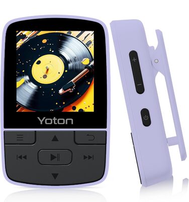 MP3-плеєр YOTON з Bluetooth 5.2, Hi-Fi звук, FM-радіо, диктофон, регулятор гучності, навушники, підтримка SD до 128 ГБ, фіолетовий