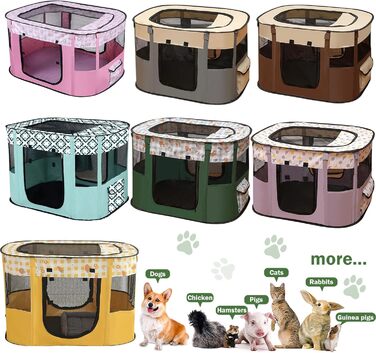 Складана огорожа для собак, вольєр для цуценят, переносний вольєр для тварин, вольєр для цуценят для дому, складаний вольєр для кошенят, собак, кроликів, XL (Темно-зелений), 110 * 85 * 58 см
