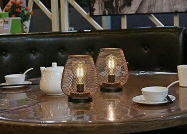 LED ліхтар JHY DESIGN 2 шт. з металевого каркасу, акумуляторний, бездротовий, 17 см, індустріальний стиль, для дому та саду, весільниці (чорний метал з золотом)