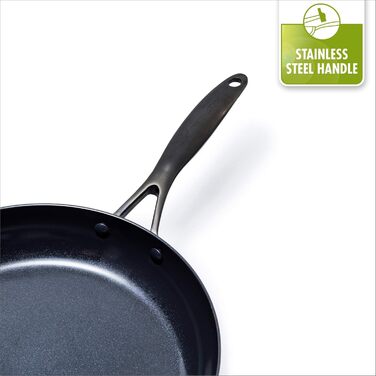 Набір сковорідок GreenPan Venice Pro Noir 26см та 30см, нержавіюча сталь, антипригарне покриття Ceramic, чорний, без PFAS, для індукції, можна мити в посудомийній машині, термостійкий, срібний