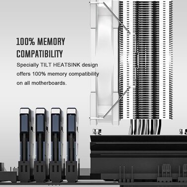 Кулер для CPU ID-COOLING SE-224-XTS White з 4 тепловими трубами та RGB LED, PWM, підтримка LGA1700/115X/1200, AM4/AM5