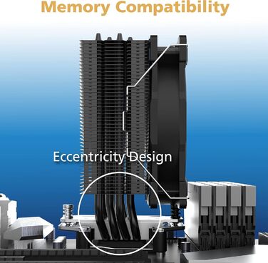 Кулер для процесора Akasa Alucia H4 Plus (LGA1700 Edition) з 120мм вентилятором, 4 теплові трубки, 185W TDP, для Intel LGA 2066, 2011, 1151, 1155, 1150, 1200, AMD AM4 AM5 Ryzen