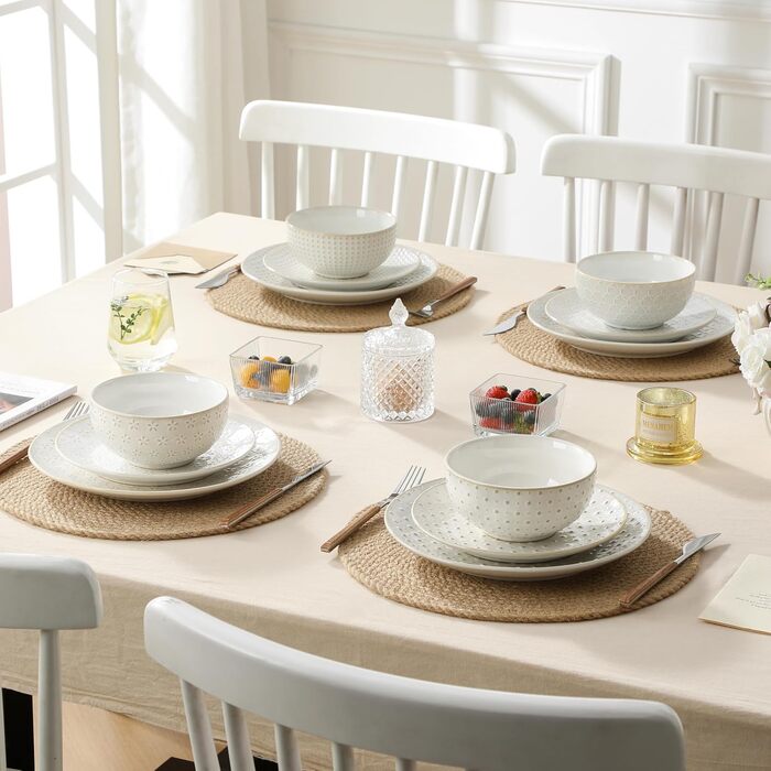 Набір кавових чашок MALACASA з блюдцем, 8 шт. (4 персони), кавовий сервіз з порцеляни, об'єм 180 мл, для кави, чаю, десертів, бежевий