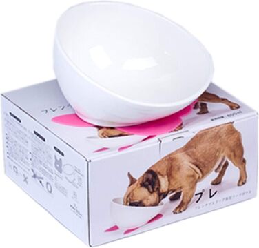 Миска для собак та котів JYHY Bulldog з кераміки, нахилена, з гумовою основою, 1.5 чашки (Чорна миска + стійка)