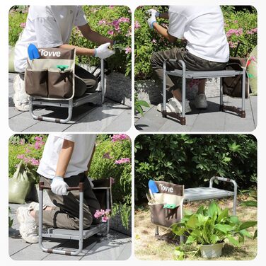 Foldable Garden Kneeler and Seat, Brown
