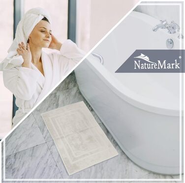 Набір килимків для ванної кімнати NatureMark, 100% бавовна, 50 x 80 см, преміум-якість, колір натуральний/кремовий (2 шт.)