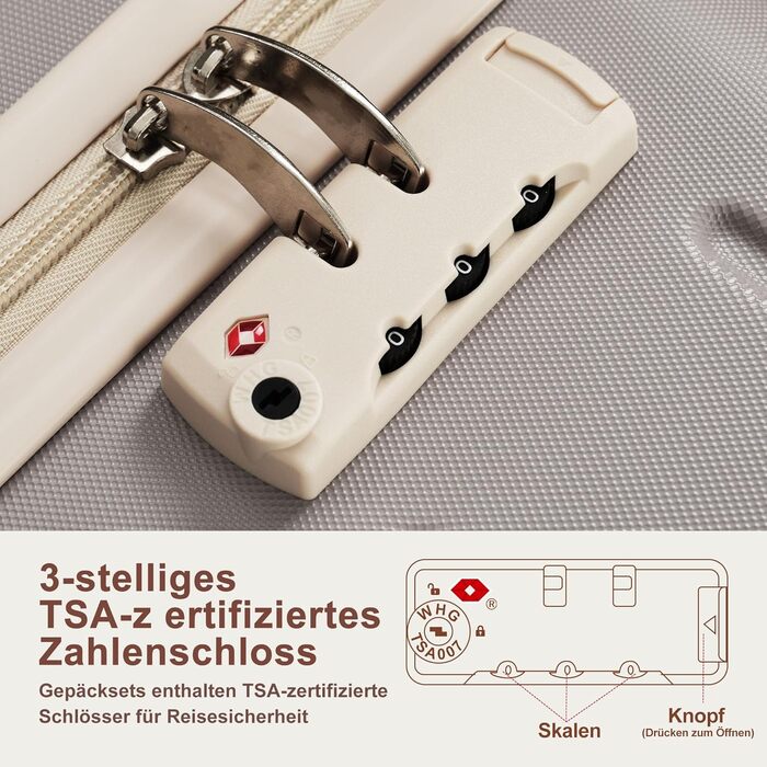 Набір валіз Merax Hartschalen 5шт: 3 валізи, 2 косметичні сумки, рожево-бежевий та хакі