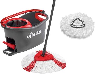 Набір для миття підлоги Vileda Turbo Wischmopp: мікрофібра, телескопічна ручка 123 см, еко-упаковка (з запасним чохлом)