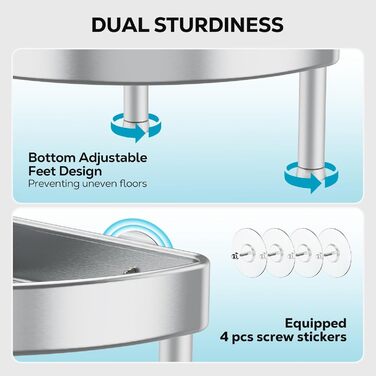 Поличка для душу Nieifi без свердління, кутова, нержавіюча сталь, 4 яруси, чорна, для ванної кімнати та душу