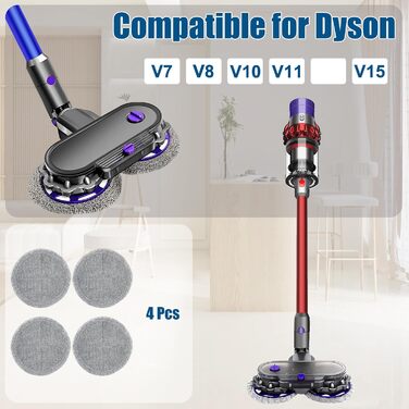 Насадка Italdos 3-в-1 для пилососів Dyson V7 V8 V10 V11 V15: миття, полірування, 4 мікрофібрових серветок, бак для води