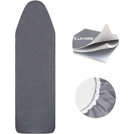 Чохол для прасувальної дошки з регулюванням, 120x40 см, сумісний з парогенераторами, розмір дошки 33–46x115–130 см, 100% бавовна