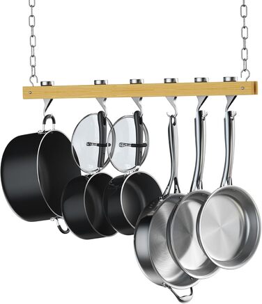 Chef Standard Wooden Pot Rack, Single Bar