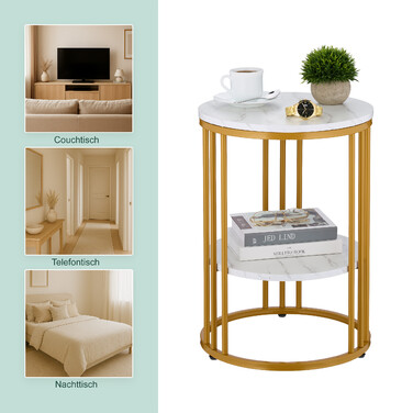 Relaxdays Side Table with Marble Look
