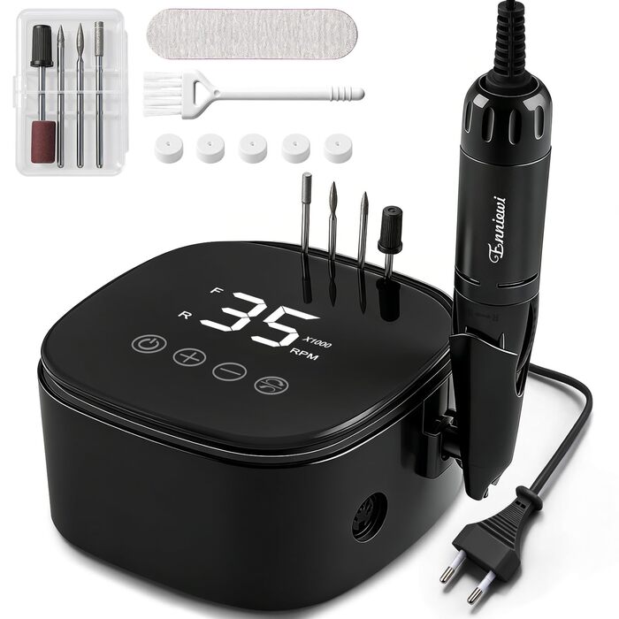 Електричний фрезер для нігтів Nagelfräser 35000 об/хв з LED дисплеєм, 35W, Touch-керування, для манікюру та педикюру в салоні та вдома