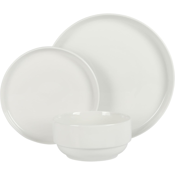 Набір посуду Gibson Home Rothernberg: 40 предметів для 8 осіб (білі порцелянові тарілки та миски)