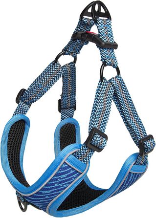 Шлейка для собак середніх та маленьких порід, цуценят, анти-тяга, безпечна, світловідбиваюча, м'яка, регульована (S, блакитна)