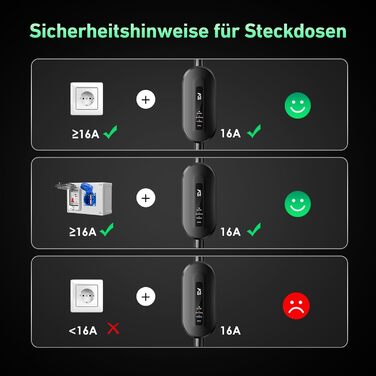 Кабель для зарядки електромобіля Evjuicion, Тип 2 - Schuko, 3.68kW, 6м, 16A, IP67, з індикатором, сумісний з ID.3/4, X1, 5ER, Model Y/3 та іншими електромобілями