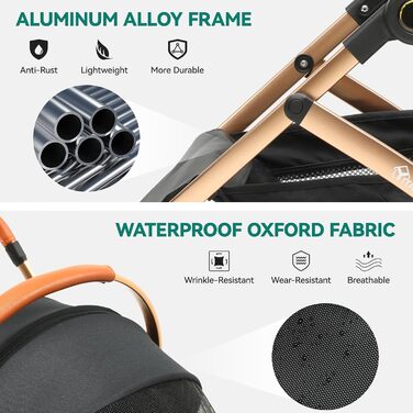 Візок для собак YITAHOME 3 в 1, до 22 кг, чорний. Складаний, для маленьких собак та котів