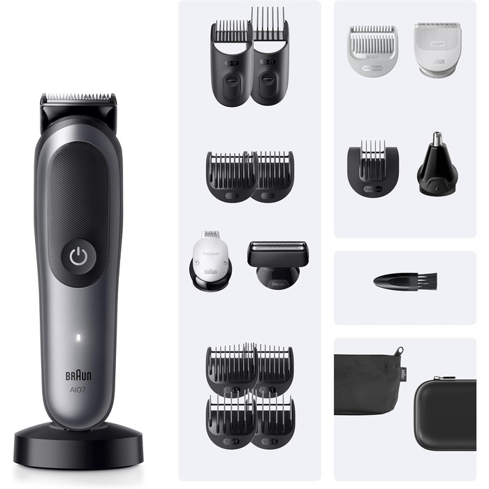 Braun Series 7 All-in-One AIO7545 – Триммер для бороди, волосся та тіла 18-в-1, сірий