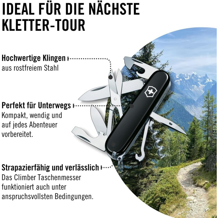Мультитул Victorinox Climber, Швейцарський ніж, 14 функцій, чорний
