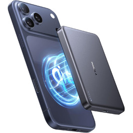 Портативний зарядний пристрій TORRAS MiniMag Qi2 з MagSafe, 10000mAh, сертифікований Qi2, магнітний, з кабелем USB-C 30W, бездротовий зарядний пристрій 15W для iPhone 17 Pro Max/Air/12-16, AirPods, сірий, титан