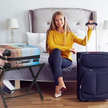 Relaxdays Folding Luggage Rack, Wooden Baggage Stand, HBT: 54.5 x 66 x 44 cm, Suitcase Stool for Hotel & Home, Natural